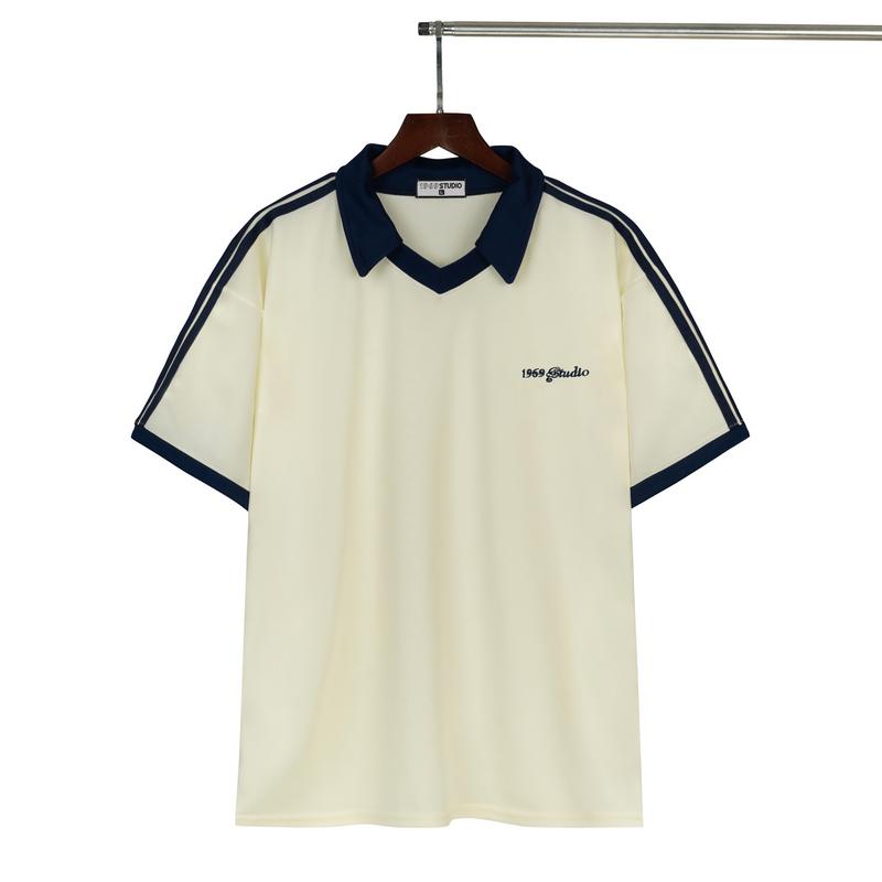 Product Introduction of Men Women polo shirt 1969studio hot trend polyester sleeve stripe casual loose unisex model-pl-02 13