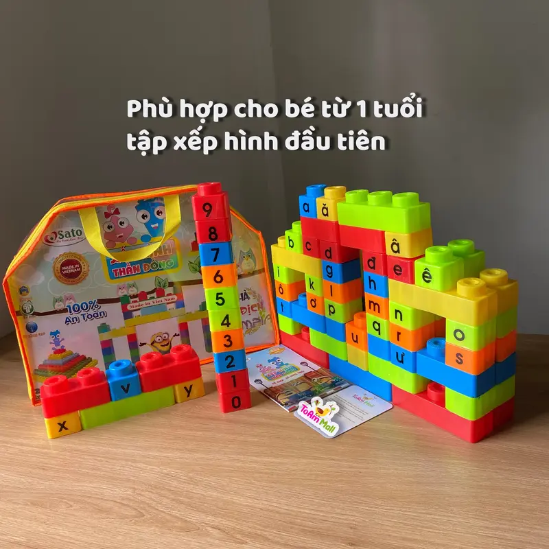 Bộ Xếp Hình Loại To Nhựa An Toàn Hàng Việt Nam Cho Bé Từ 1 Tuổi - Toy, Tháo Lắp 7