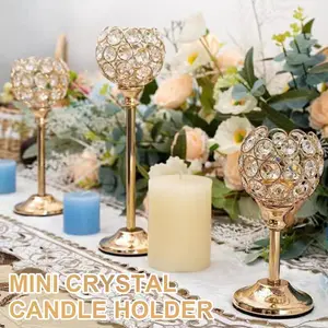 3 Tinggi Tempat Lilin Kristal Dekorasi Kreatif Perhiasan Kristal Emas Perhiasan Rumah Dekorasi Pencahayaan