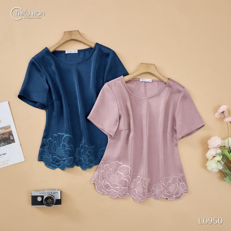Áo Lụa dập nhăn Nữ Trung Niên Cao Cấp Sang Trọng tặng mẹ thương hiệu Thiều Hoa AN4L0950 Women Top