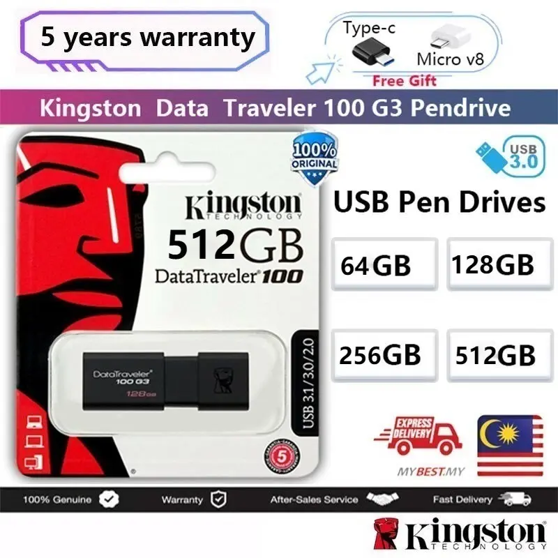 Ổ đĩa Lung Linh USB, Kington, 64GB, 128GB, 256GB, 512GB, Ổ đĩa Bút, Tốc độ cao USB 3.0, PenDrive 6