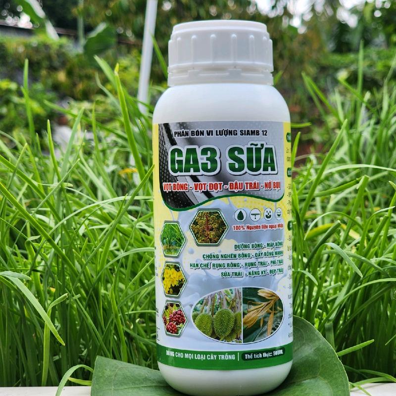 Chai Ga3  sữa 500ml  giúp cây đâm đọt cực nhanh, vọt hoa mạnh, giúp kích thích ra bông, đâm rễ mạnh...1 chai 500ml pha 400 lít nước