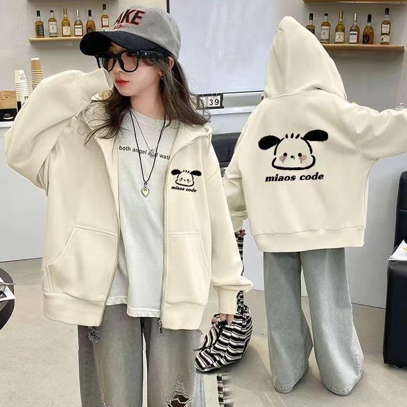 Product Introduction of Áo khoác mùa thu cho bé gái, áo Nỉ có mũ trùm đầu, áo Cardigan Pochacco, áo lông cừu có dây kéo, thích hợp cho mùa thu và mùa đông, kích thước trẻ lớn 33