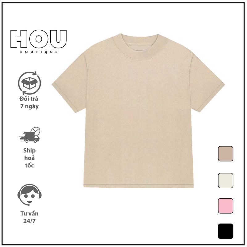 Áo thun trơn nữ BABY TEE 100% Cotton 250gsm Cổ Tròn Women Top Đen