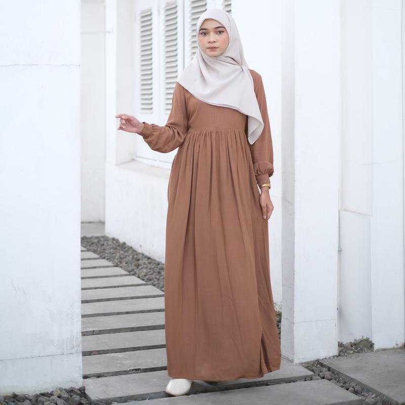 HAWACORNER - ROSA DRESS Rayon Crinkle Ironless Cantik Muslim Wanita Gamis 4