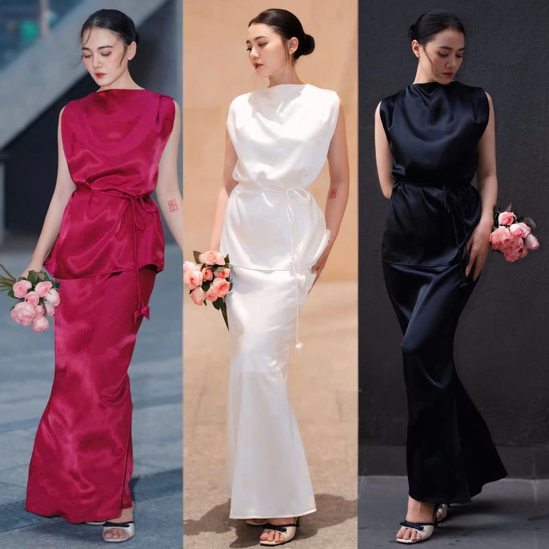  D86 - Sét Áo Cổ Lọ Và Chân Váy Đuôi Cá Vải Lụa CEBA BOUTIQUE Nữ Women 