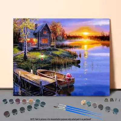 DIY Oil Painting Digital Kit for Adult Children - Spray painted sailboat top Lake,40