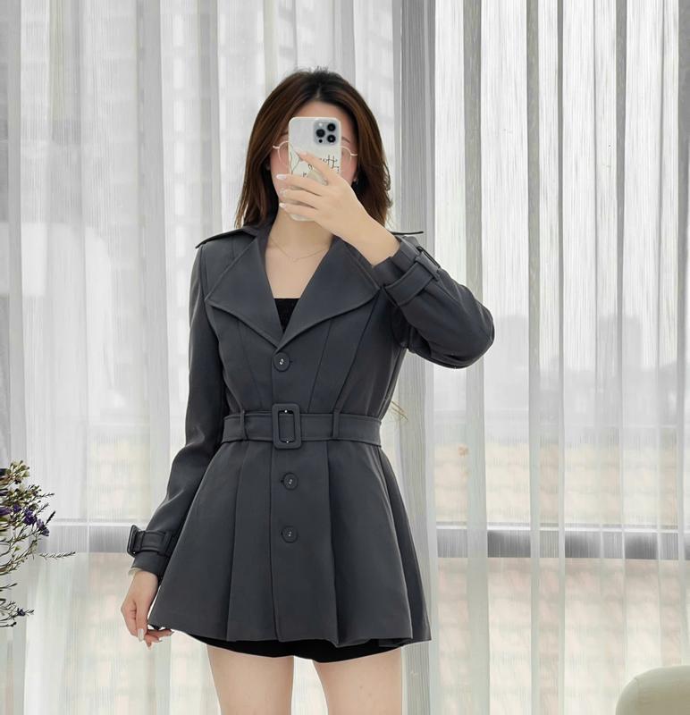 Áo Măng Tô Nữ CCHAT Dáng Suông Kiểu Chất Tuytsi 24MDS2003ST