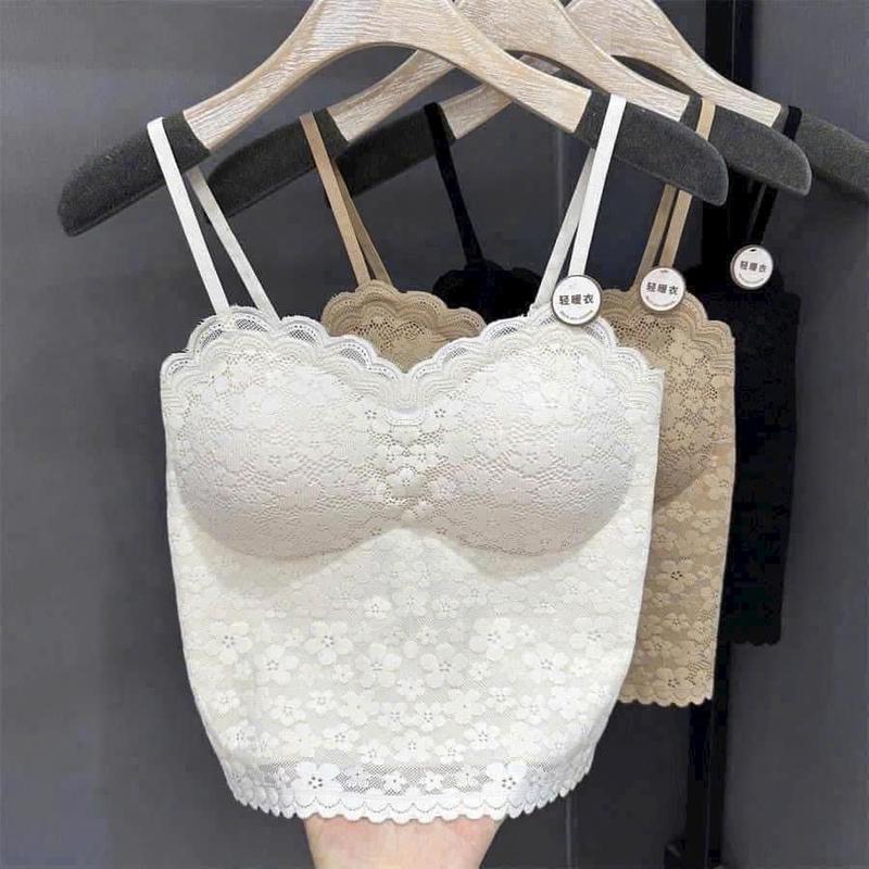 combo 2(or 1) Áo Bra  nữ,áo 2 dây A89 ren  38-55kg hoa có mút nâng v1 quyến rũ- có ttáchler 1 áo cho khách chọn màu