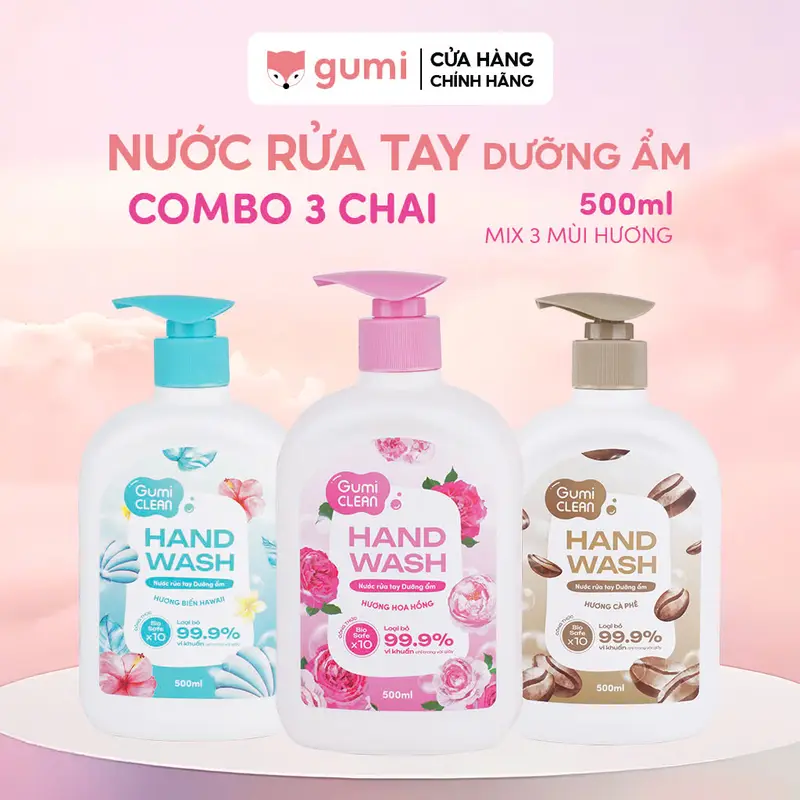 (Mall)(MUA 2 TẶNG 1) Nước Rửa Tay Gumi 500ML Bảo Vệ Khỏi 99.9% Vi Khuẩn Gây Bệnh Hỗ Trợ Cùng Đề Kháng Da Tự Nhiên 0