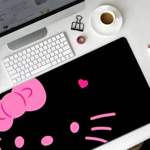 Mousepad Gaming Deskmat 80*30 CM dan 21*26 CM Cute Kitty Motif Slip Resistant Waterproof Office Mouse pad