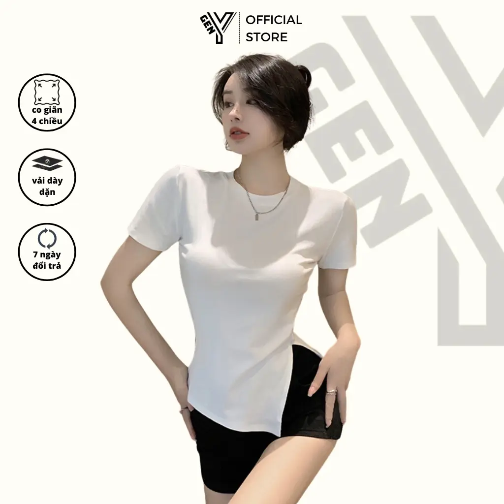Áo kiểu nữ hàn quốc GenY Fashion thiết kế xẻ tà vạt nhọn chiết éo ôm body tôn dáng chất vải mềm C34