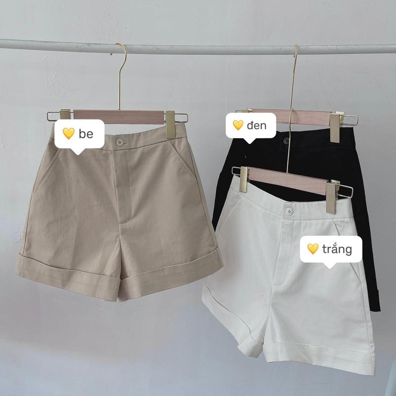 Quần đùi kaki lưng cao lật lai