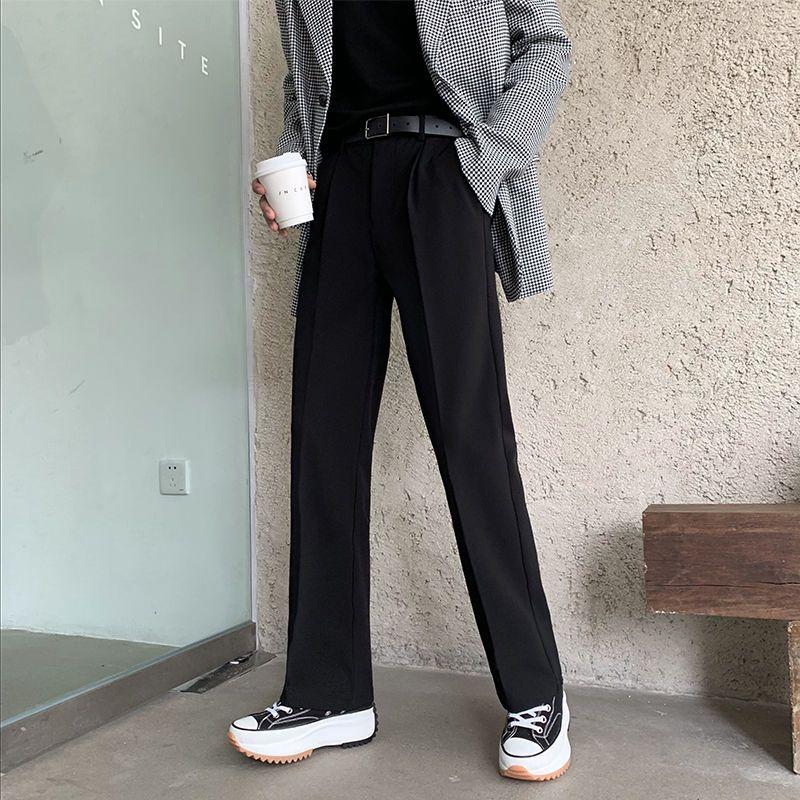 Product Introduction of Men's Spring Summer Wide Leg Dress Pants - Korean Style Loose Fit High Waist Office Trousers |   Trendy DK Straight Cut Formal Casual Pants for Students & Work 5