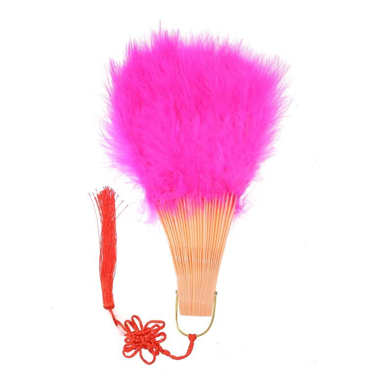 Product Introduction of [Back To Nature]Full Velvet Thickened Feather Fan Cheongsam Catwalk Performance Dance Folding Fan Square Dance Feather Fan 19