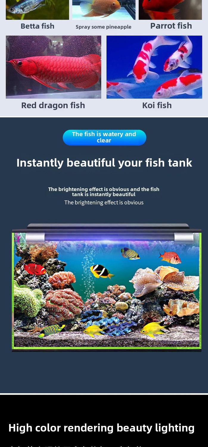 Product Introduction of Fish Tank Light LED Waterproof Lighting Aquarium Submersible Dragon Fish Light Super Bright Color Enhancing Small Tri-Color Fish Tank Light 6