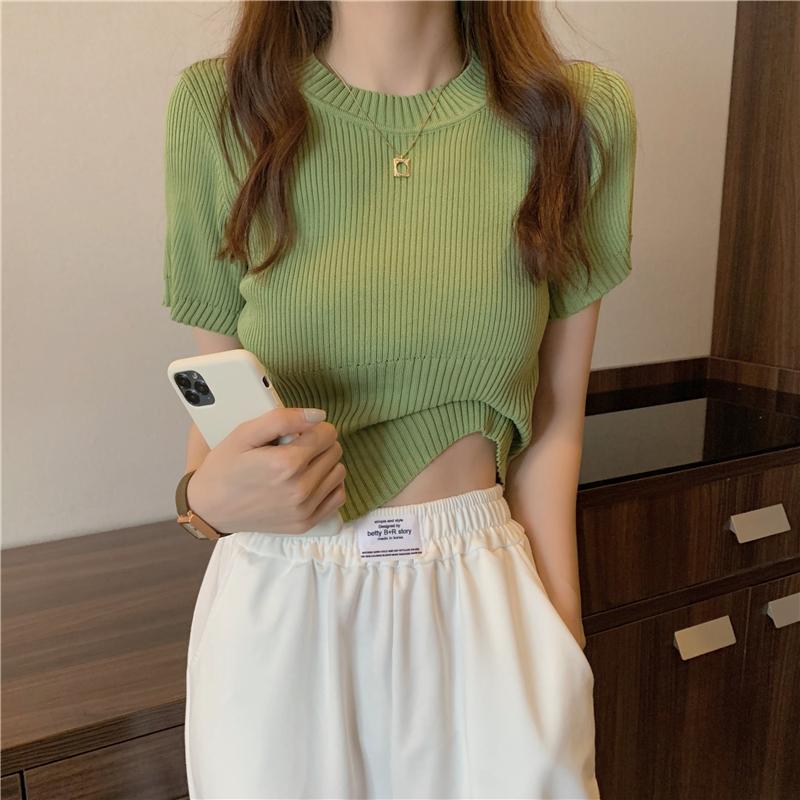 Product Introduction of Áo Thun ngắn Tay, Vừa Vặn Đàn Hồi, Phong Cách Pháp, Áo Sơ Mi Nhỏ Áo Mặc Bên Ngoài Kiểu Ngắn Phong Cách Phương Tây Cao Cấp, Áo Cơ Sở 6