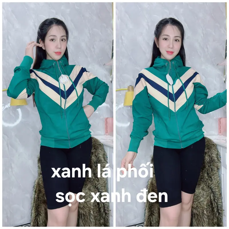 ÁO 5 TÚI SIÊU TO PHỐI 3 MÀU ,  phom 60/70 kg Nón TO THUN COTOON mịn mát mã VV Cotton Nữ Women Jacket Top Hoodie 6