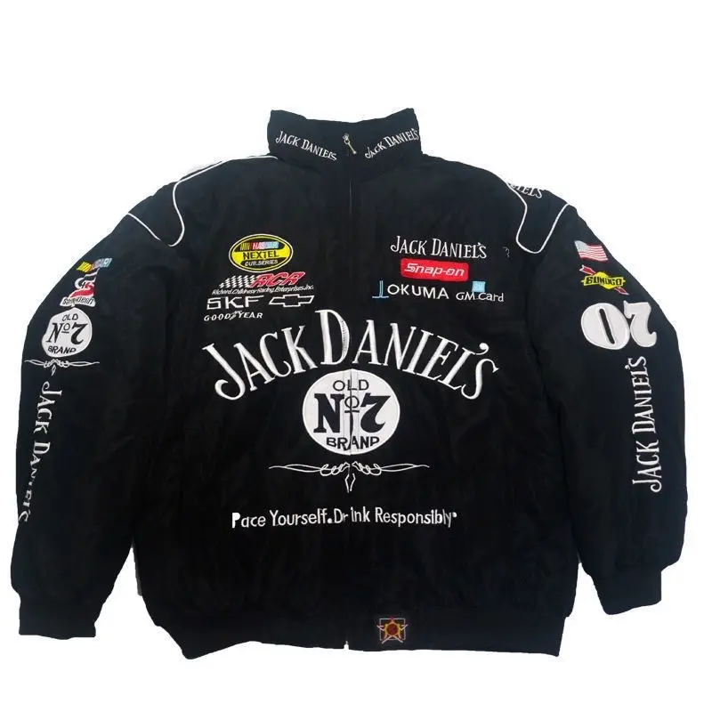 Áo khoác dù  JACK DANIELS hai lớp in hình sắc nét form nam nữ ( có túi trong và túi ngoài ) Menswear Tay Dài Jacket