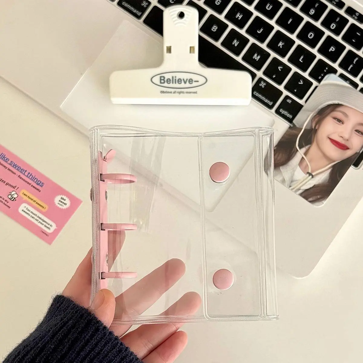 Sticker Book Transparent A8 Mini 3-Ring Binder Plain Sticker Binder ...