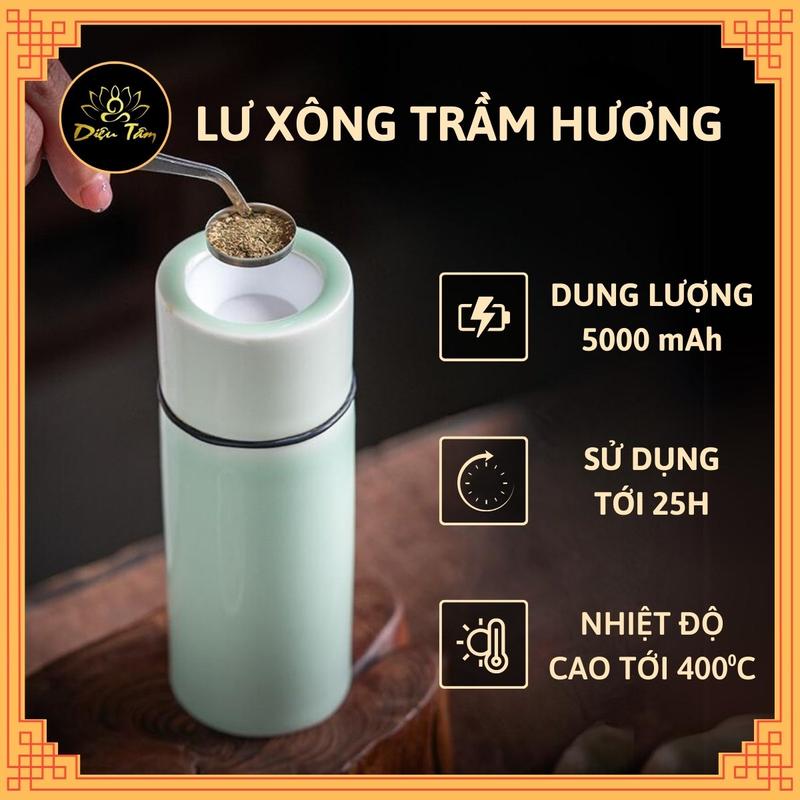 Lư điện xông trầm tích điện di động đa năng lư xông trầm hương dùng để xông trầm hương shop Diệu Tâm