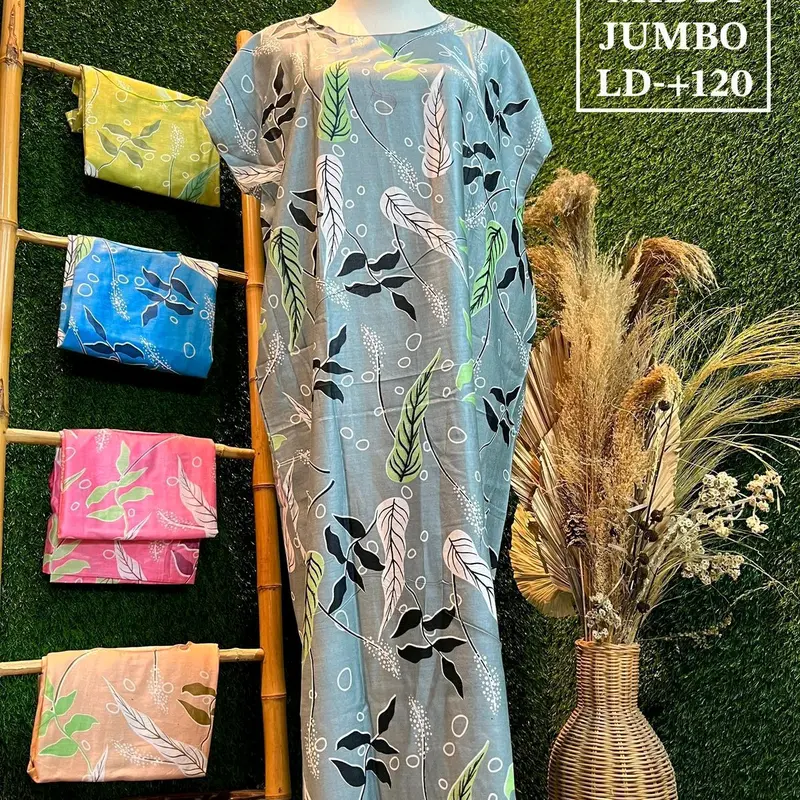BUNDLING Daster MIDI Jumbo ld -+ 120 cm rayon ( isi 5 pcs ) Bunga daun motif 0