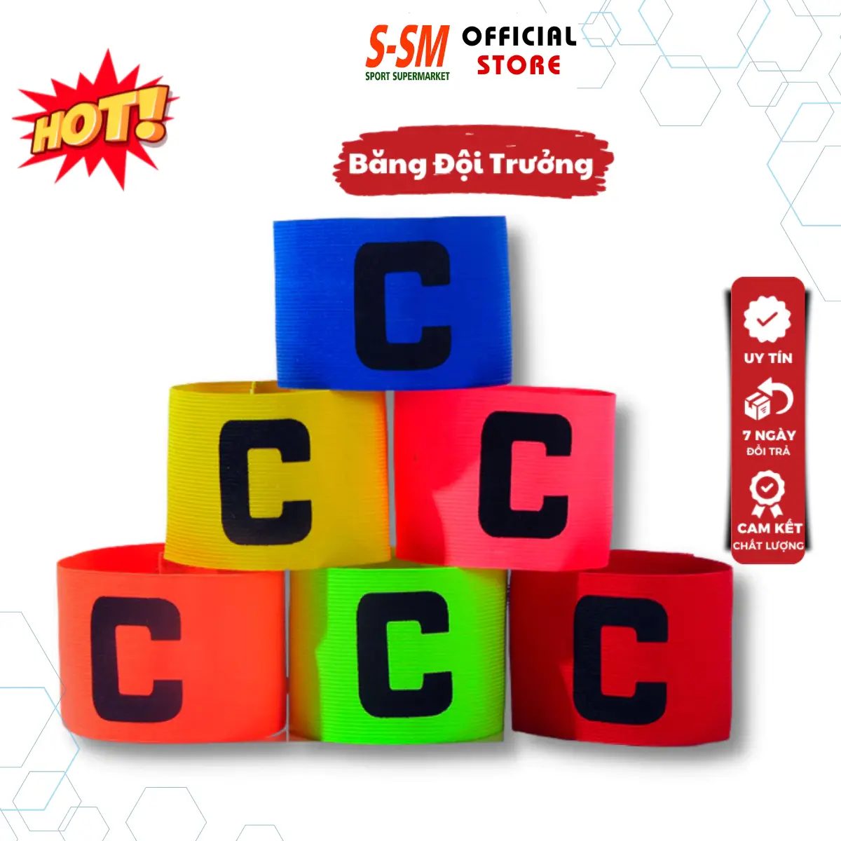 Băng Đội Trưởng Đá Bóng, Đá Banh Cao Cấp Captain-C Độ Co Giãn Tốt Tạo Cảm Giác Ôm Tay Thoải Mái_Nhiều Màu ( 1 Chiếc )