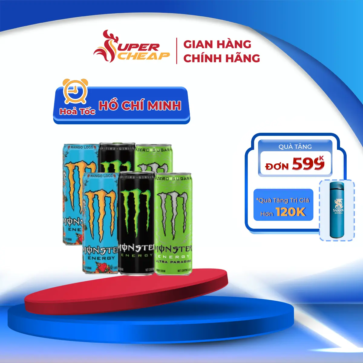 Hộp 6 Lon Nước Tăng Lực Giải Khát Monster Mix 3 vị Monster Energy, Monster Ultra Paradise, Monster Mango Loco 355ml/LonSupercheap Chính Hãng
