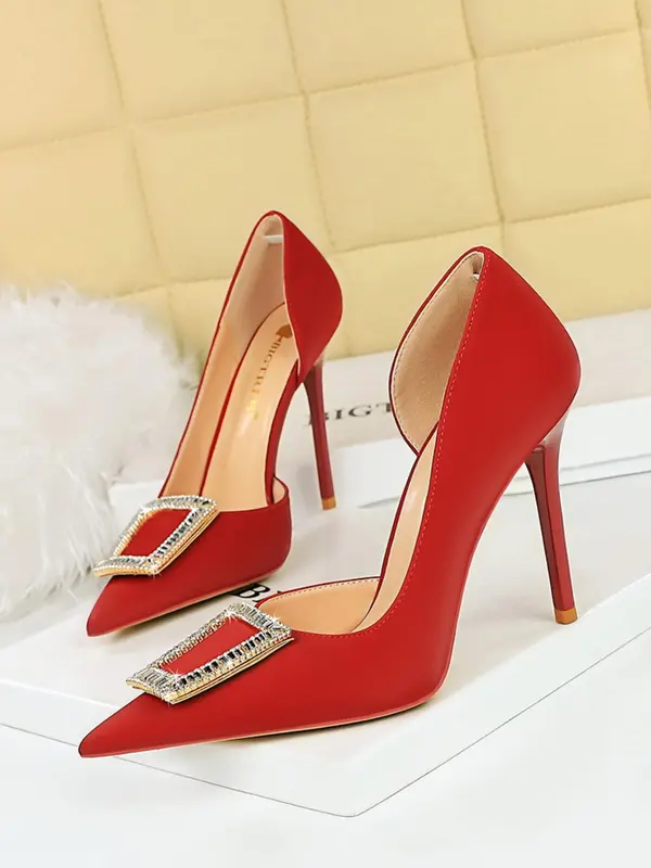 Women's Elegant Rhinestone Decorated High Heel Shoes, 2024 New Style Fashionable Pointed Toe Pumps for Party, Daily Clothing Decor for Women & Girls 2
