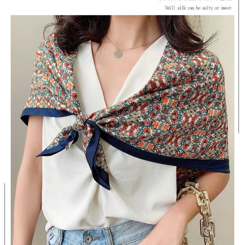 Khăn Bandana khổ vuông to 90x90cm làm áo yếm, quàng đầu, tạo kiểu - Khăn vuông lụa Khăn Choàng Quàng Cổ Women Nữ Hoa Choàng Cổ Nhung khăn  quàng Hoa Tai khăn  quàng