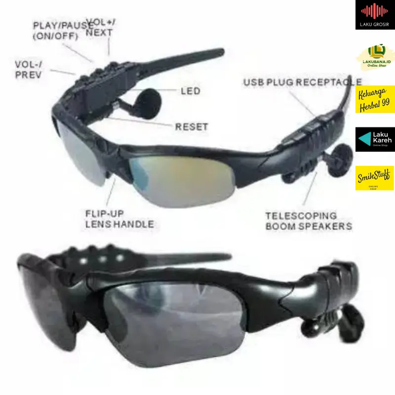 kacamata multifungsi - bisa untuk dengar musik dan telfonan terhubung lewat bluetooth anti sinar UV bahan premium sunglasses eyewear 1