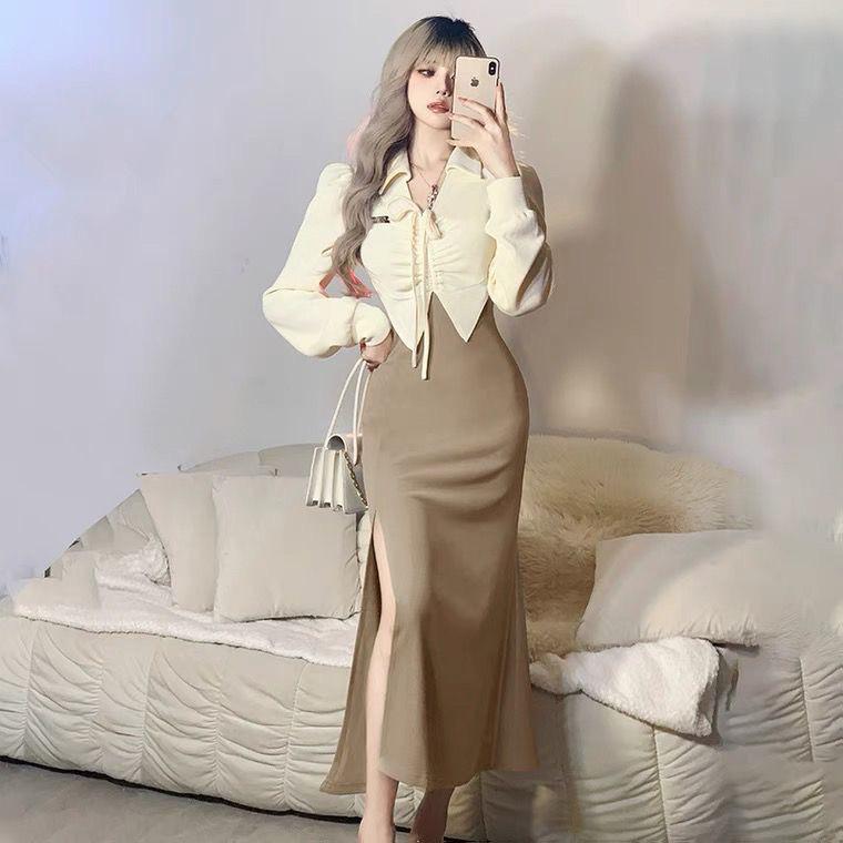 Product Introduction of Dress Basic Simple Knit Lembut Premium Bahan Melar Lengan Panjang Gaun Casual Bodycon Slim Sexy Wanita  Baju Home Dress Nyaman M436 8