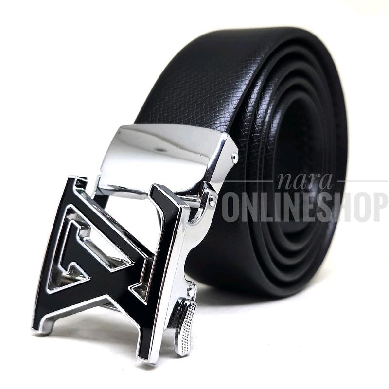 Gesper ikat pinggang pria model rel LLVN03 Silver black 0