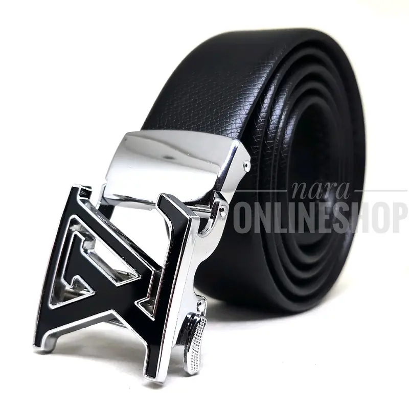 Gesper ikat pinggang pria model rel LLVN03 Silver black 0