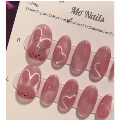 (Chi Phí Rẻ Nhất) Nail Box thiết kế mắt mèo gấu và trái tim hồng thạch nhẹ nhàng xinh xắn M29