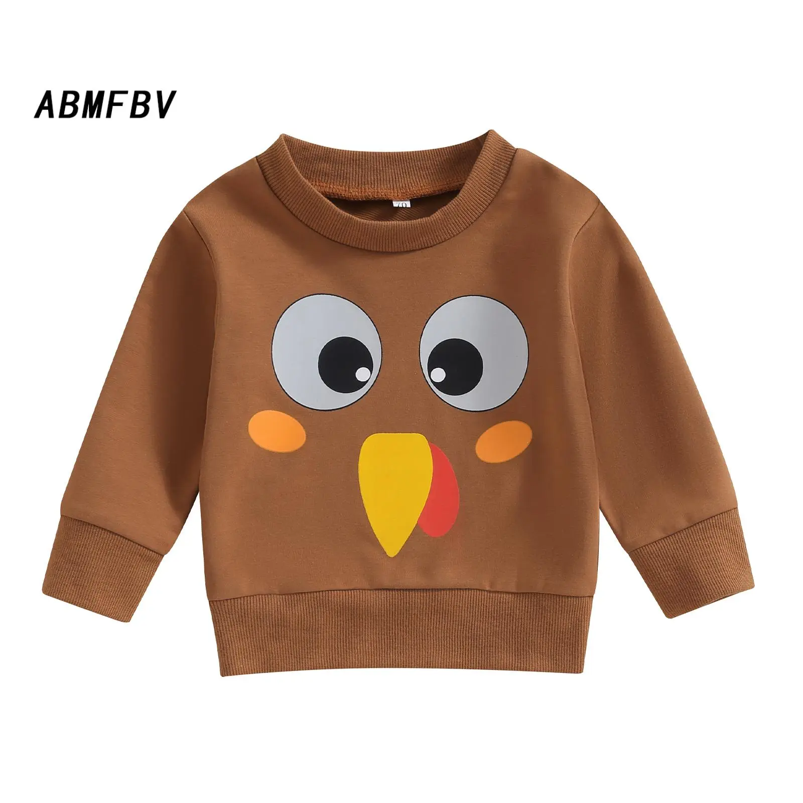 Thanksgiving Baby Sweatshirt, Long Sleeve Cartoon Turkey Print Hoodie