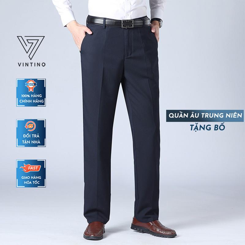 Quần trung niên cho bố, quần âu nam trung tuổi ống suông rộng công sở vải co giãn có size lớn VINTINO Ong Menswear Pants Đen Có Túi