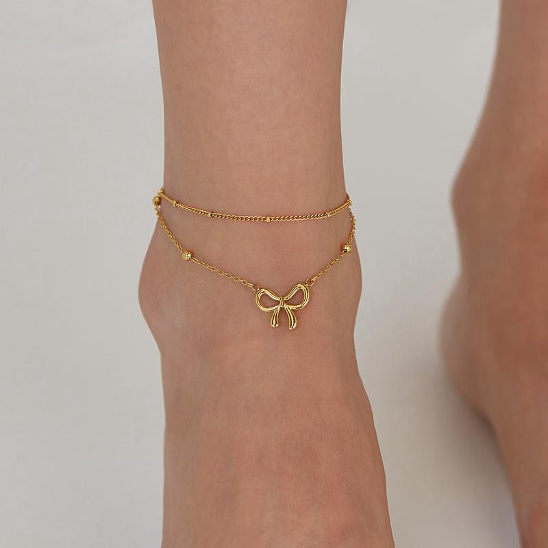 Product Introduction of Stainless Steel Anklet for Women with Bowknot, Unique and Versatile Beach Accessory for Various Occasions anklet 2
