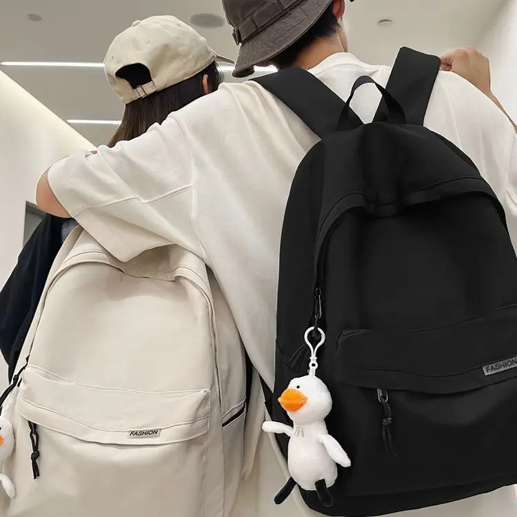 2025 Japanese Style Simple Zipper Nylon Backpack Boys 15-Inch Super Large Capacity Travel Bag Schoolbag Men 4