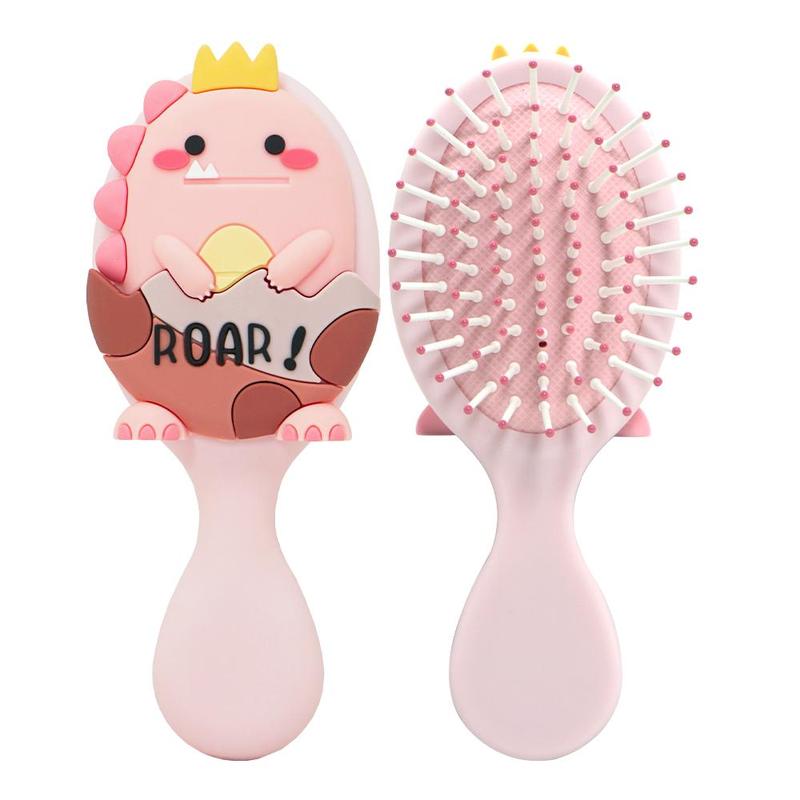 Cartoon Dinosaur Hair Comb, 1 Count Cute Detangling Brush, Travel Portable Comb Folding Mirror for Child Baby Girls Boys, Heatless Styling Tools for Kids, Christmas Gift 6