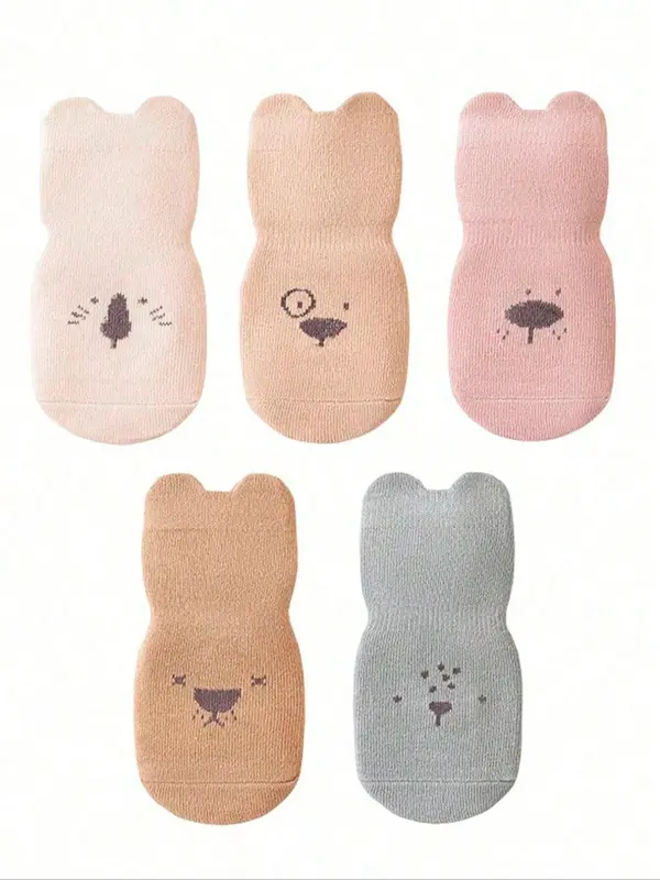 Cartoon Animal Pattern Baby Socks, Cute Comfortable Breathable Calf Socks for Newborn Infant Toddler Kids, Kids Socks for All Seasons 5