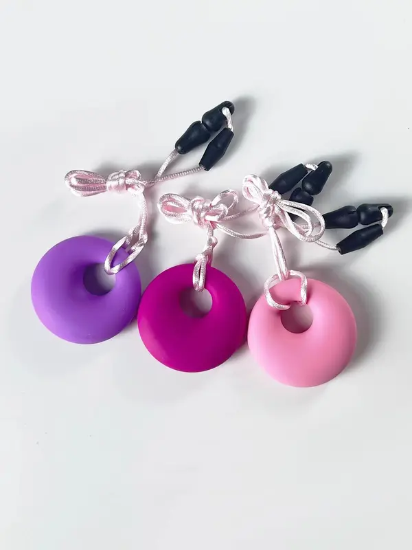 Cute Round Shape Silicone Pendant Necklace, 3pcs/set Sensory Relief Stress Relief Jewelry for Kids & Adults, Versatile Jewelry As Gift for Friends 2