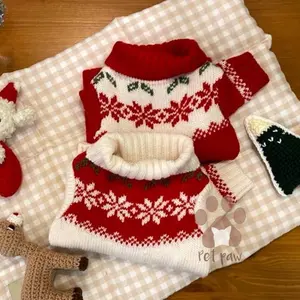 Petpaw Baju Anjing Kucing Natal Christmas Snowflake Knit Sweater Impor