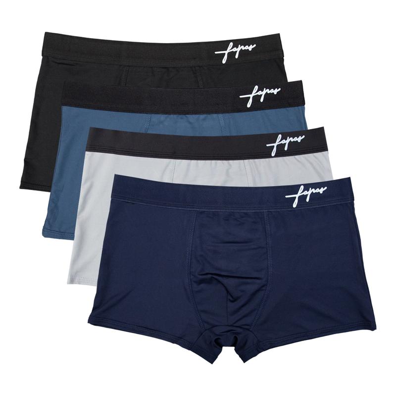Set 4 quần sịp đùi nam thun lạnh, quần boxer nam Menswear chữ kí co giãn thoải mái, quần lót nam Boxer mềm mịn thoáng mát, Boxer Quần Boxer