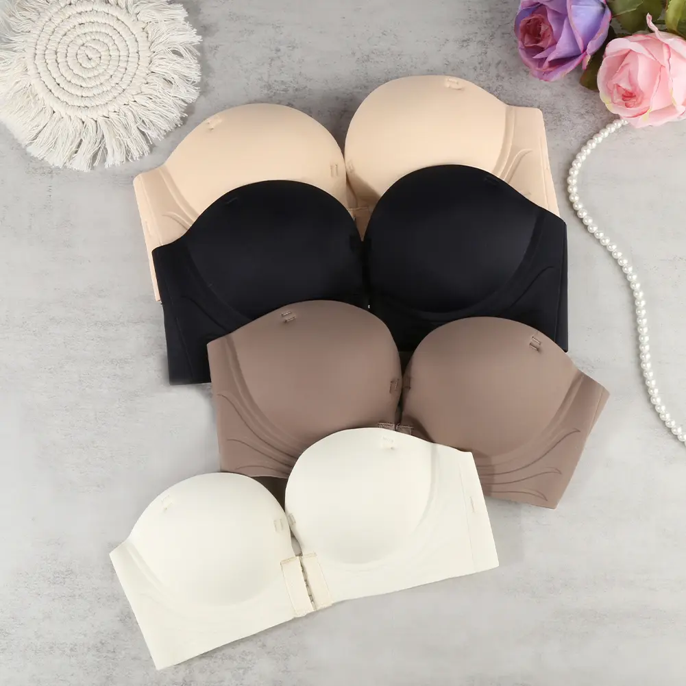 Áo Ngực Đồ Lót Dày, Dây Đeo Khóa Phía Trước, Dành Cho Nữ, Chống Trượt, Đẩy Lên, Thích Hợp Cho Ngực Nhỏ Áo Ống, Thích Hợp Cho Váy Cưới, Áo Ngực Vô Hình Đặc Biệt