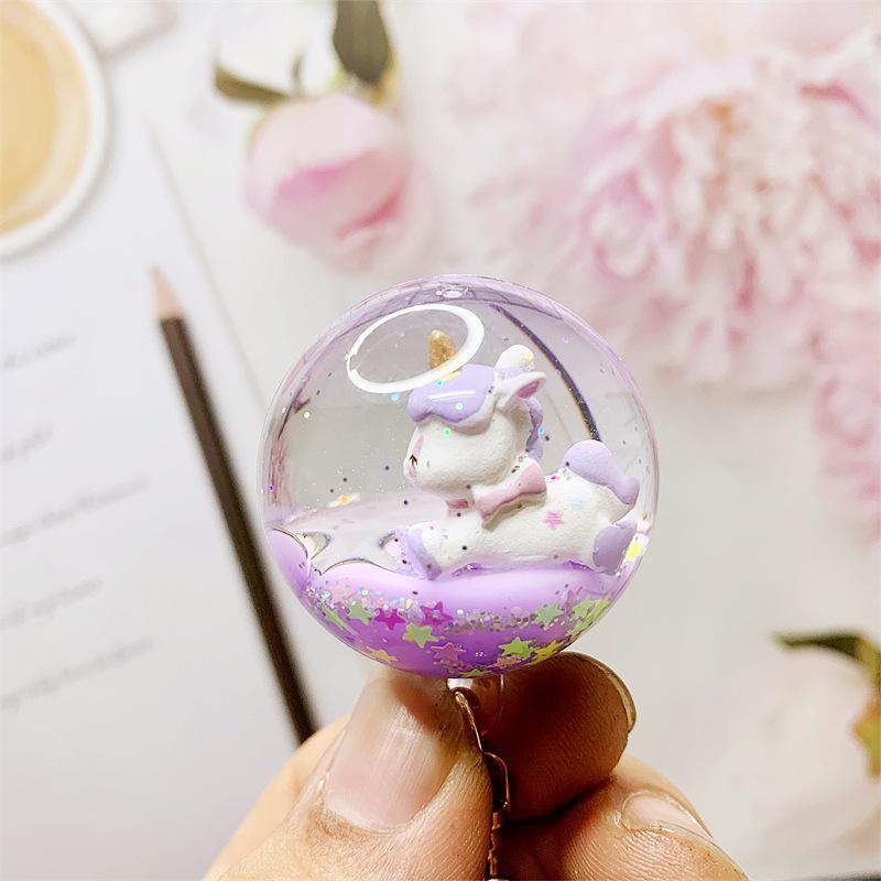 Product Introduction of Creative Liquid Oil Keychain Flowing Sand Keychain Crystal Ball Unicorn Floating Car Cute Bag Pendant 33