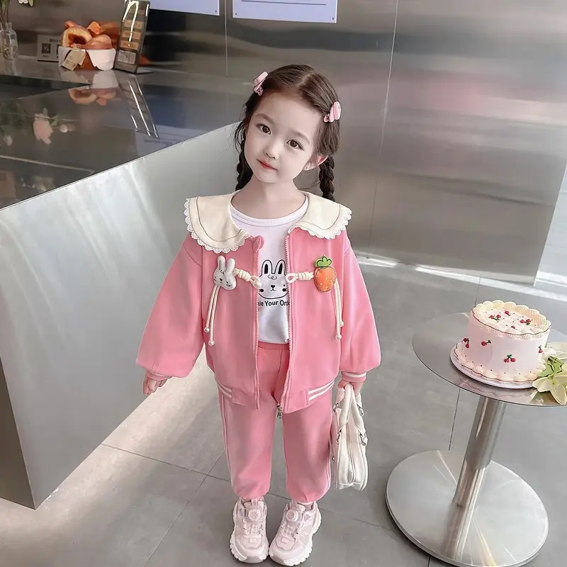 Bộ Đồ Dài Tay Thường Ngày Cho Bé Gái, Phong Cách Hàn Quốc, Dáng Rộng Vừa Vặn, Bộ Sưu Tập Mùa Thu, Hàng Mới Về Năm 2024