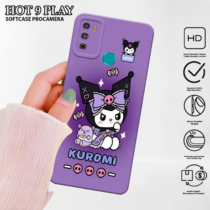 Case Hp Infinix Hot 9 Play Motif Kuromi - Silikon - Kesing - Case  - Softcase - Cover - Cover Hp 1
