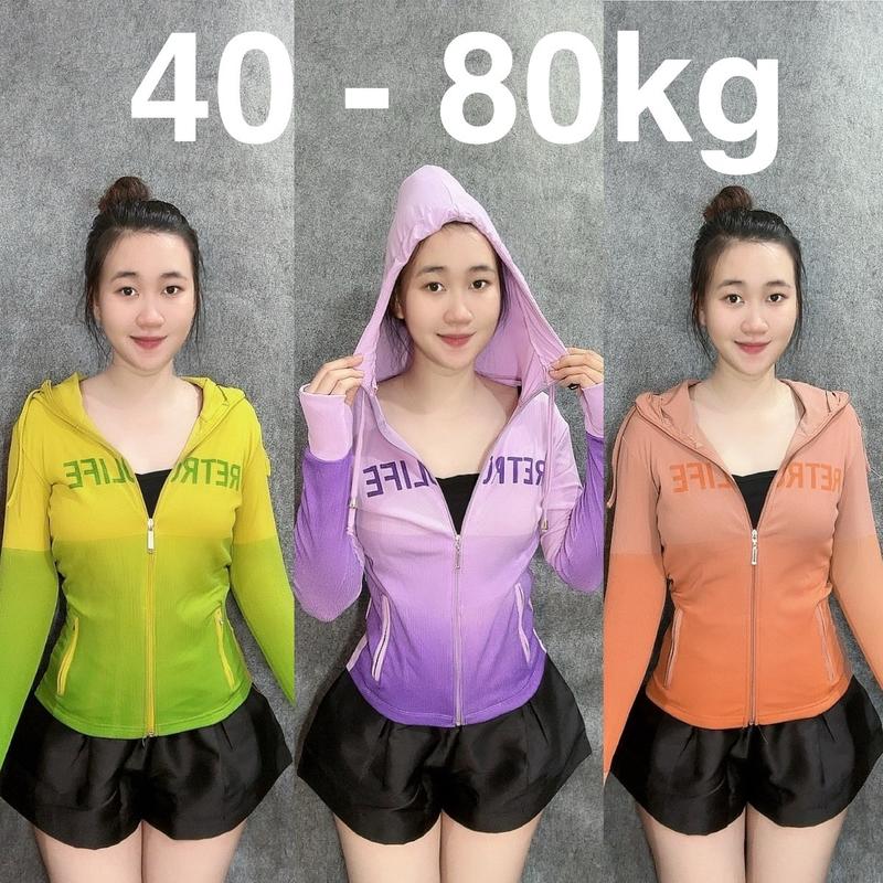 (40-80kg) Áo Khoác TĂM LOANG MÀU, 4 Túi, TAY XỎ NGÓN - Thun Tăm Lạnh Mỏng Nhẹ Mát