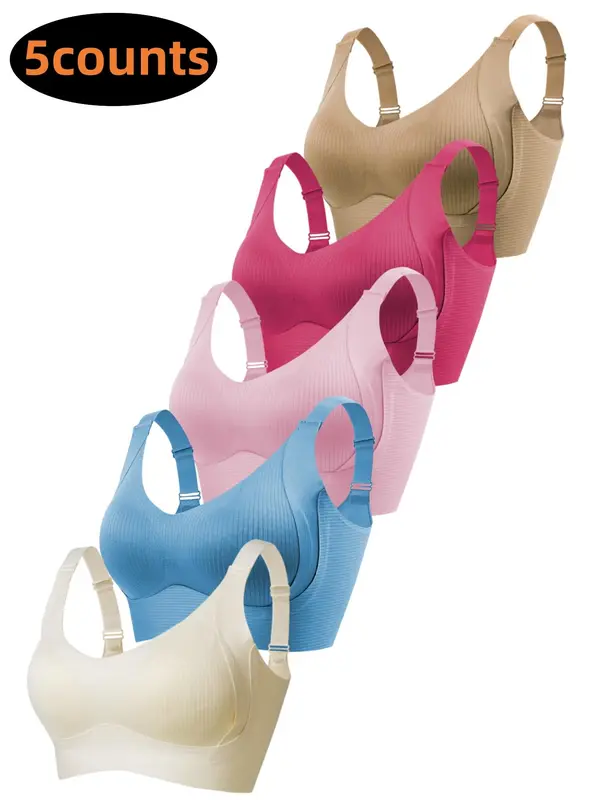 Women's Solid Wireless Bra, Comfortable Breathable Push Up Bra, Softness Lightweight Lingerie for All Seasons, Pushbra, Bra Pack, Womenswear 4